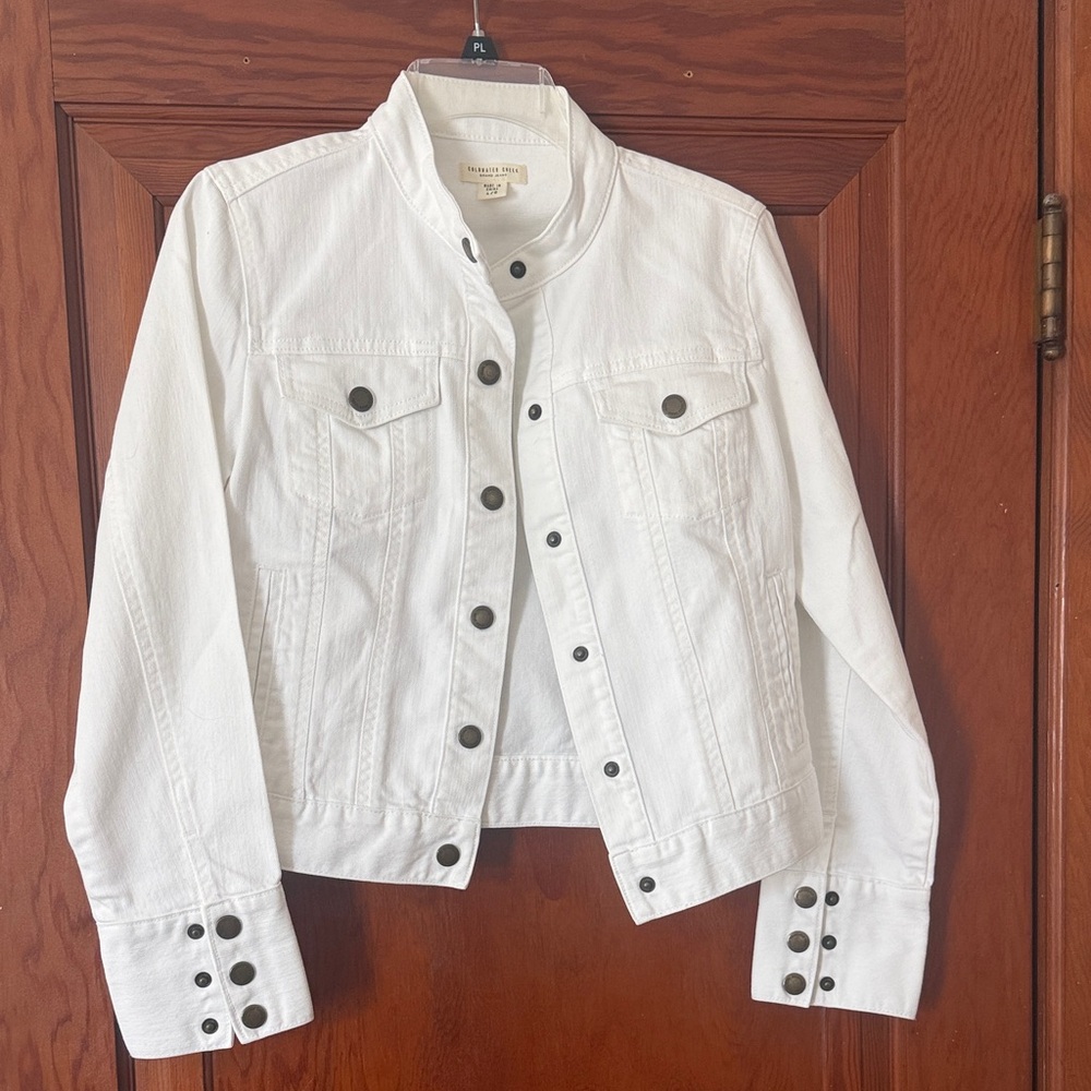 Coldwater Creek Classic White Denim Jacket